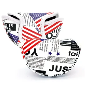 USA Flag Sublimation Printed Golf Club Head Covers Waterproof PU Leather Golf Covers with Magnet Semi circle Putter Headcover