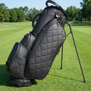 Ultra Lightweight 14 Way Golf Stand Bag Premium Waterproof PU Leather Large Capacity Carry Bag Magnetic Closure Dual Straps