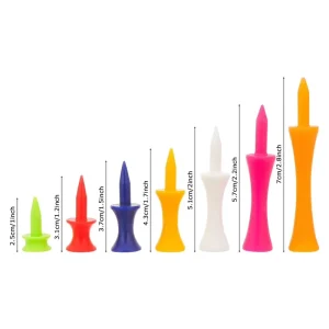 Unbreakable Rubber Golf Tees Step Down Plastic Castle Tees with Consistent Height for Practice Mixed Size