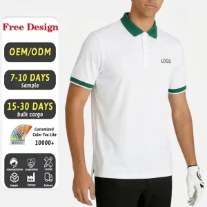 Uniform Golf Polo Men Custom Logo Embroidery Rib Collar Plain Golf Shirts Breathable Plain Golf Apparel
