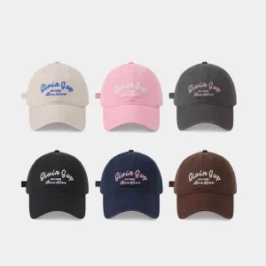 Unisex 6-Panel 100% Cotton Baseball Cap Curved Brim Sporty Design Embroidery Embossed Letters Adjustable Metal Buckle