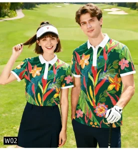 Unisex Golf Clothes Moisture Wicking Summer Short Sleeve Activewear Floral Pattern Golf Polo Shirt for Manufacturer