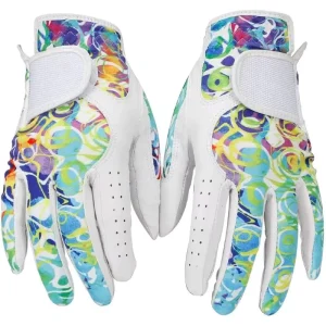 Unisex Golf Gloves Soft Leather Full Finger Lightweight Windproof Breathable Non slip Adjustable Wrist Strap 1 Pair for Golf