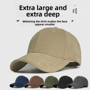 Unisex Large Head Circumference Baseball Cap & Trucker Hat Hard-Brim Wide Brim 100% Cotton 6-Panel Solid Color Four Seasons Use