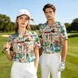 Unisex Lightweight Breathable Printed Anti UV Eco Friendly Four Way Stretch Golf Shirt OEM ODM Supplier