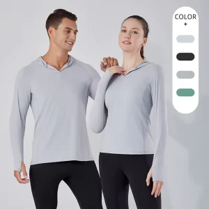 Unisex Sporty Casual Hooded Quick drying Men’s Women’s Long sleeve T shirt for Running Fitness Activities and Outdoor Wear