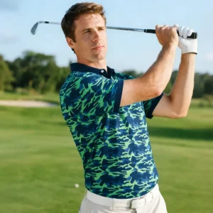 Unisex Summer Golf Polo Shirt Spandex Polyester Camouflage Moisture Wicking Wrinkle Resistant UV Protection Golf Clothes