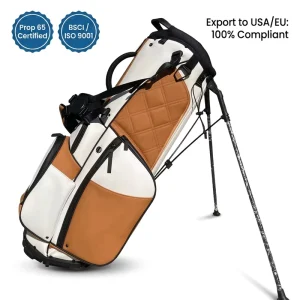 Unisex Waterproof Leather Golf Stand Bag, Portable