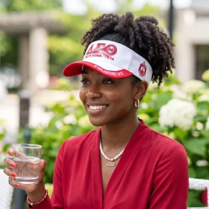 Uv Protection Modern Chic Summer Beach Breathable Summer Cap Greek Red&white Sorority Style Hollow Top Sun Hat