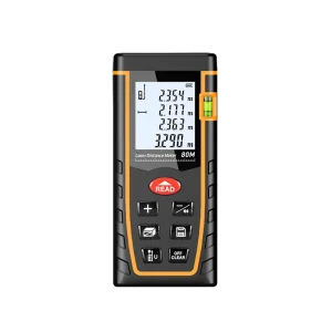VA T80 1 Industrial Digital Laser Distance Meter M in ft Bubble Levels Large LCD Backlit Pythagorean Mode IP54 Rated