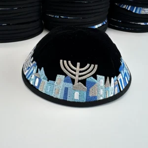 Velvet Jewish Head Covering Intricate Jerusalem Wall Velvet Yarmulke Embroidered Velvet Kippot