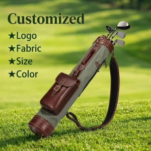 Vintage Canvas and Leather Golf Carry Bag Lightweight Golf Pencil Bag Golf Club Storage