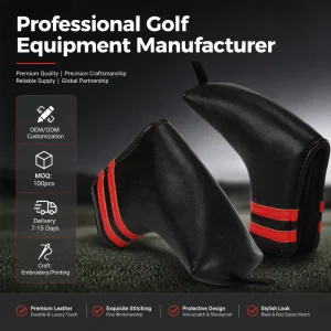 Vintage Classic Striped Blade Golf Putter Cover Waterproof PU Leather Golf Club Cover Factory Custom Golf Head Covers