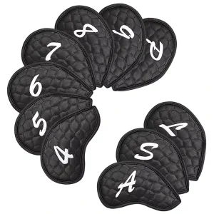 Vintage Custom Design Magnetic Golf Iron Head Cover Sets Bulk Pu Leather Embroidery Club Headcover With Logo