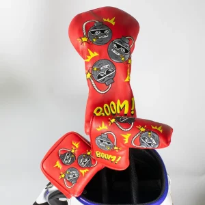 Vintage Custom Embroidery Spiderman Design Golf Headcover Leather for Driver Fairway Woods Hybrids