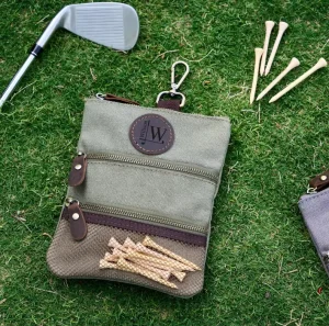 Vintage Customizable Golf Tee and Ball Pouch with Interior Zipper Pocket Unisex Golf Accessories for Gift