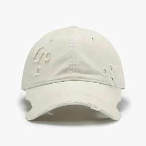 Vintage Ripped Hole Dad Hat Distressed Washed Cotton Baseball Cap 6 Panel Unstructured Curved Brim Baseball Cap