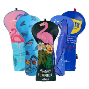WD 18 Flamingo Golf Head Covers Shark Golf Accessories Embroidery Blue Driver Golf Headcover