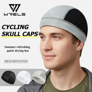 WRELS Skull Cap Hollow Mesh Breathable Cycling Skull Cap Sweat Wicking Quick Dry Helmet Liner Cap Unisex Running Sport Skull Cap