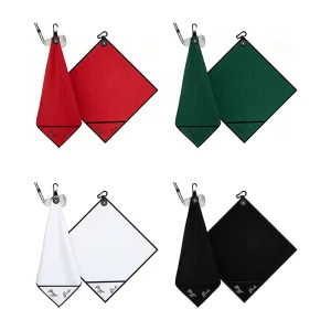 Waffle Pattern Golf Cleaning Towel 40x40cm with Hook Clip Sand Removal Absorbent Magnet Golf Club Towel