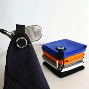 Waffle Weave Microfiber Golf Towels Quick Dry Golf Cleaning Towel for Golf Balls Clubs Custom Logo Printed Pattern
