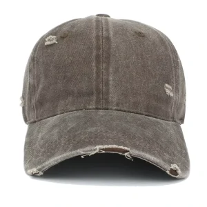 Washed Ripped Denim Dad Hat Vintage Baseball Cap Custom Patch Embroidery Adjustable Cotton Cap Private Label Supplier
