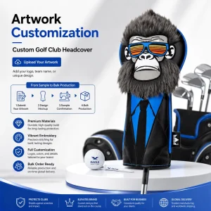 Water Resistant PU Leather Golf Club Headcover Set Driver Fairway Hybrid Cover Custom Logo Matching Design OEM