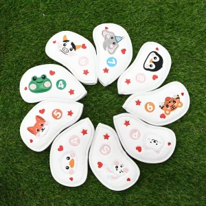 Waterproof Embroidered Animal Logo Velcro Closure Golf Iron Head Cover Velvet Lining Golf Iron Headcover Set