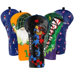 Waterproof Golf Accessories PU Leather Headcovers Golf Embroidered Driver Golf Head Covers