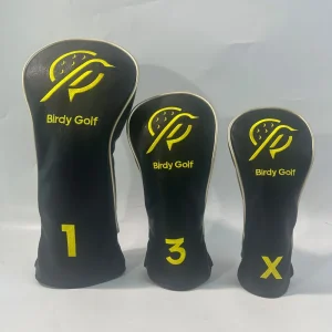 Waterproof Golf Club Head Covers Embroidered Logo PU Leather Driver Wood Hybrid Barrel Covers with Magnetic Closure