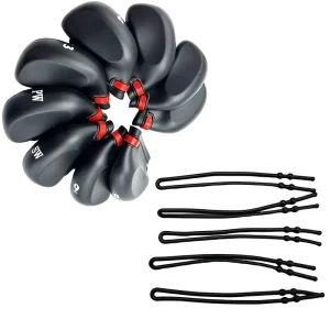 Waterproof Golf Club Headcover Set 9-Piece Black PVC Magnetic Closure