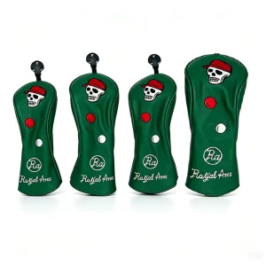 Waterproof High-Density Embroidered PU Leather 4-Piece Golf Headcover Set with Elastic Closure for #1 #3 and #5 Driver Fairway