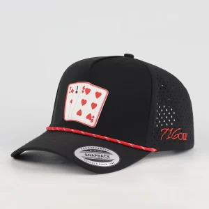 Waterproof Laser Cut Hole Baseball Cap Slightly Curved Brim Golf Snapback Hat With Rope Strap Custom PVC Patch Logo