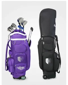 Waterproof Lightweight Golf Standard Ball Bags with Brake Tie Rod Golf Stand Bags with Wheel Big Capacity Travel Pack