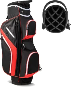 Waterproof Nylon Black and Red Golf Cart Club Bag for Men