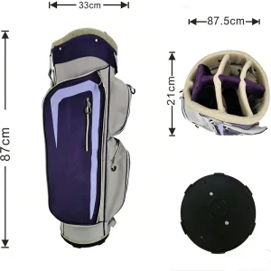 Waterproof Nylon Golf Cart Bag with 6-Way Dividers, Wheels, and Large Capacity