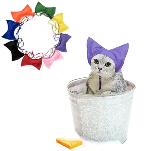 Waterproof Oxford Cloth Bath Cap for Cats and Dogs Ear Protecting Water Resistant Shower Proof Swim and Head Cover