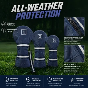 Waterproof PU Driver Fairway Hybrid Head Covers Factory Custom Wood Club Golf Headcover