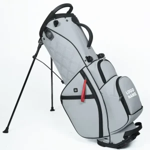 Waterproof PU Leather Custom Logo OEM Brand Durable Portable Golf Stand Bag with Zipper Closure