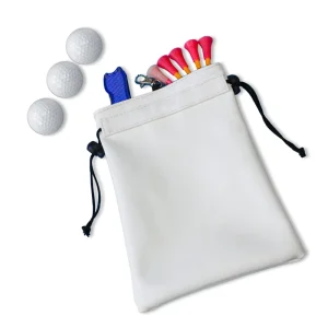 Waterproof PU Leather Golf Accessories Bag With Draw String and Hook Golf Ball Pouch Bag Golf Tees Bag
