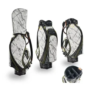 Waterproof PU Leather Golf Bags with 5 Dividers Light Weight Marble Grain Golf Caddy Bag