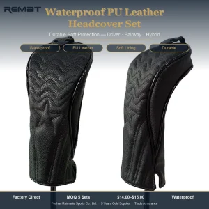 Waterproof PU Leather Golf Club Covers Set Durable Soft Driver Fairway Hybrid Wood Cover Head Covers