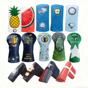 Waterproof PU Leather Golf Club Head Covers with Elastic-Band Closure