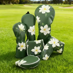 Waterproof PU Leather Golf Club Headcovers with Elastic-Band Closure for Driver, Wood, Blade, Mallet, and Putter