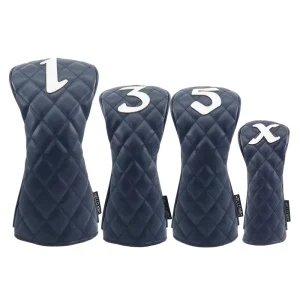 Waterproof PU Leather Golf Head Covers with Print and Embroidery for Driver, Wood and Hybrid