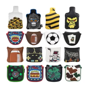 Waterproof PU Leather Golf Headcovers Clover Golf Accessories Monkey Putter Golf Club Cover