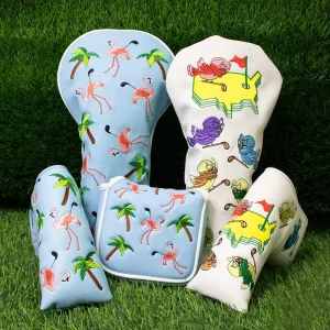 Waterproof PU Leather Golf Putter Headcovers Set with Magnetic Closure