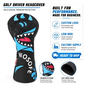 Waterproof PU Leather Golf Wood and Driver Club Covers