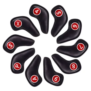 Waterproof PU Leather Magnetic Buckle Long Iron Golf Cover Set 10pcs
