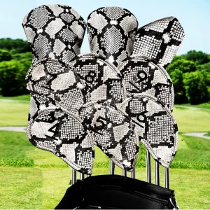Waterproof PU Leather Protective Golf Club Head Cover Model Python Camouflage Printed Patterns Texture Opening